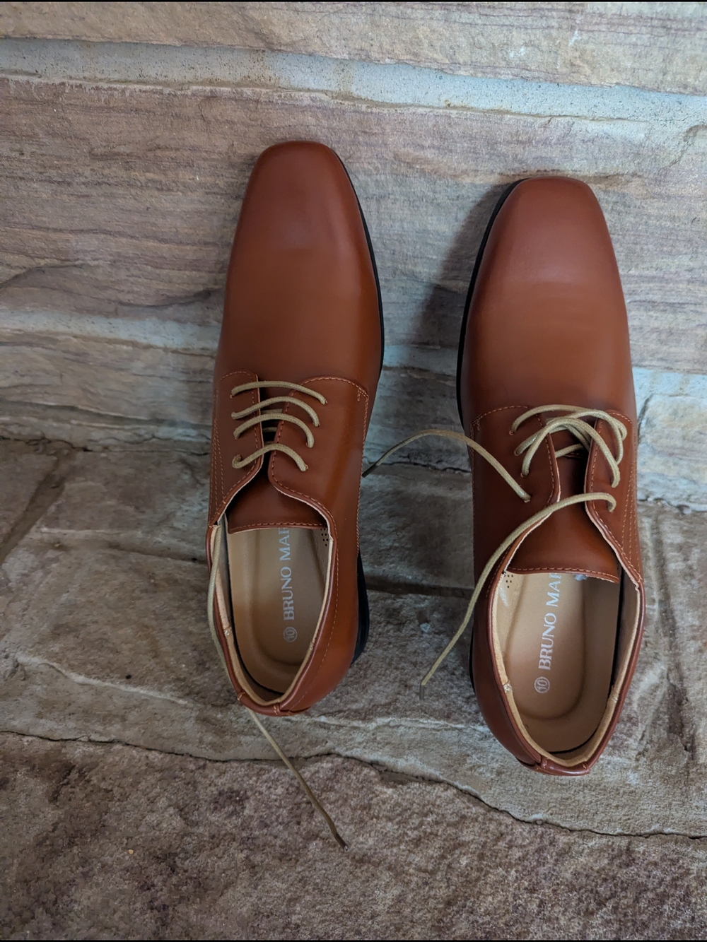 Bruno Marc Men's Brown Tan Leather Dress Shoes US 10 New